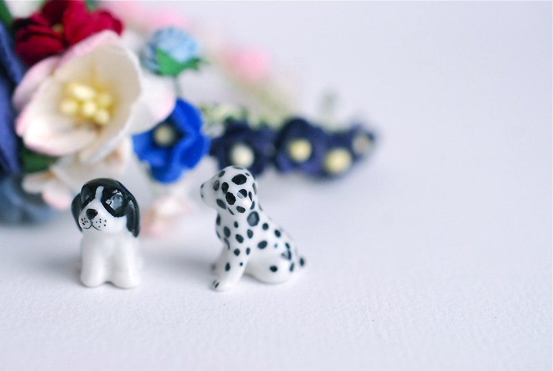 Miniature ceramics supplies, micro mini DOGS, miniatures, accessories for mini garden, accessories, deacoration paper flowers, terrarium - 陶艺 - 瓷 白色