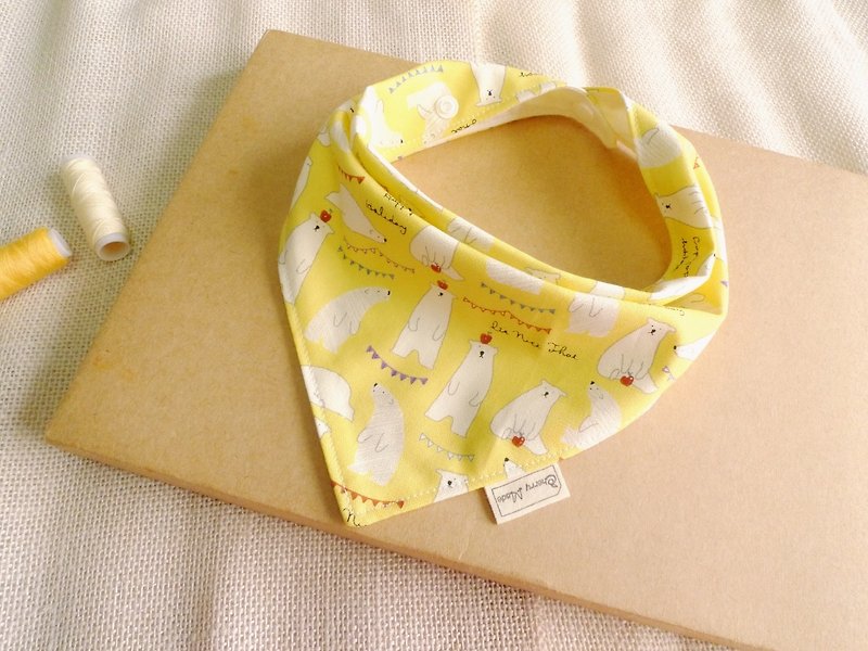 北极熊-三角口水巾 - 围嘴/口水巾 - 棉．麻 黄色