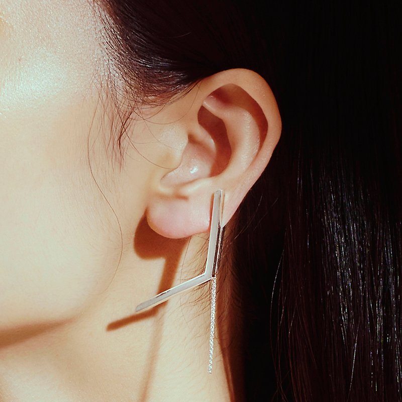 纯银彩虹几何磁扣耳环 - 耳环/耳夹 - 其他金属 银色