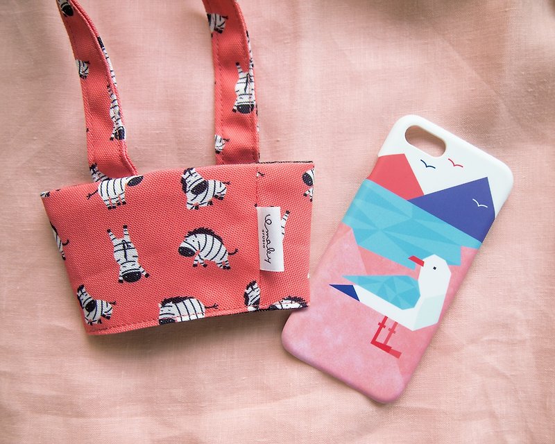 Goody Bag 2: Zebra drink bag 飲料提袋 + iPhone case - 随行杯提袋/水壶袋 - 环保材料 红色