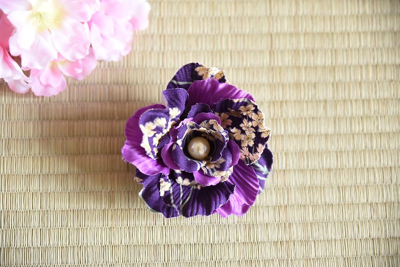 紫珍珠花 发夹 - 发饰 - 棉．麻 