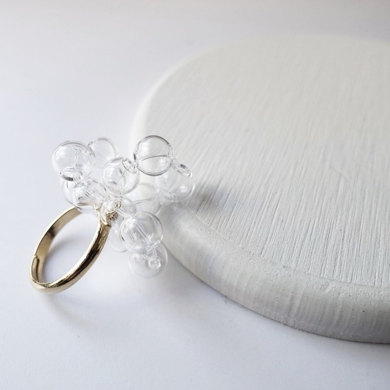 简约透明花火泡泡玻璃珠戒指 - 戒指 - 玻璃 透明
