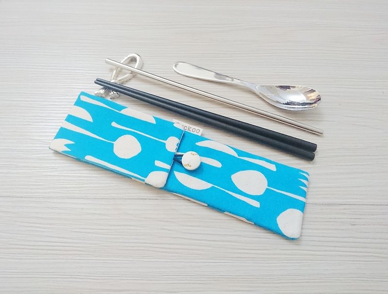 环保餐具收纳袋 筷子袋 组合筷专用 双层筷袋 餐具组图案 - 餐刀/叉/匙组合 - 棉．麻 