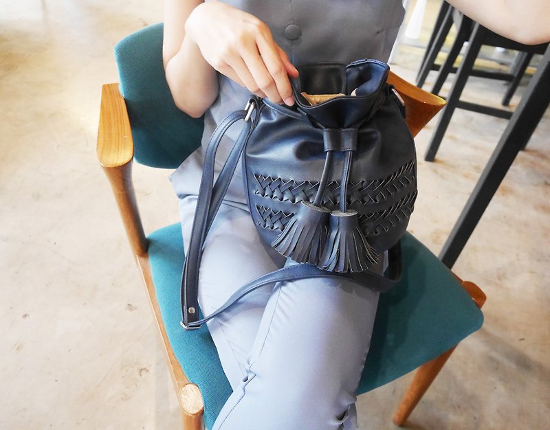 THE MINI OPIUM BAG  (Bucket  Bag) - 侧背包/斜挎包 - 聚酯纤维 蓝色