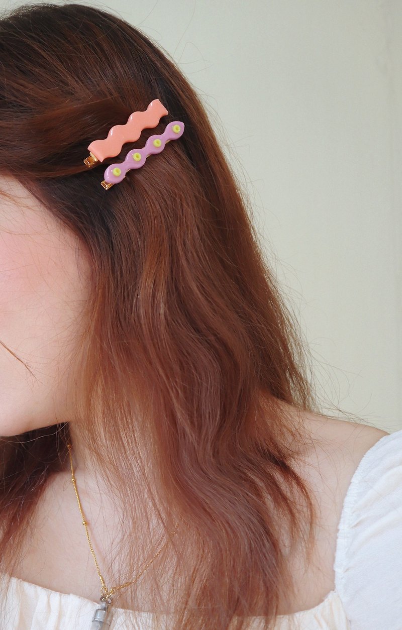 colorful collection Polymer clay hair clips made with transparent clay - 发饰 - 其他材质 橘色