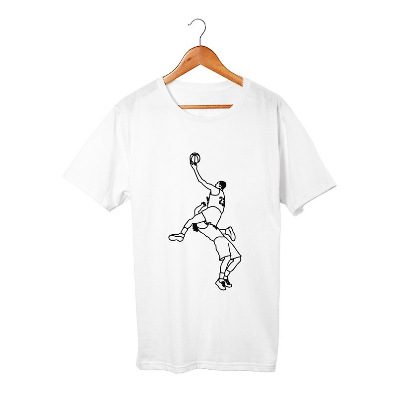 バスケ#4 Tシャツ - 男装上衣/T 恤 - 棉．麻 白色