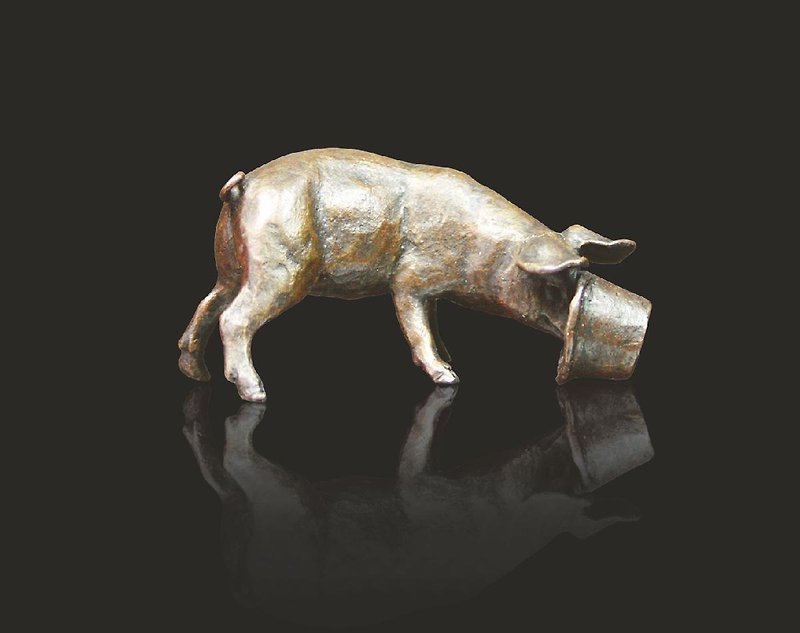 Little Pig - Michael Simpson (Solid Bronze Sculpture) - 摆饰 - 其他金属 金色