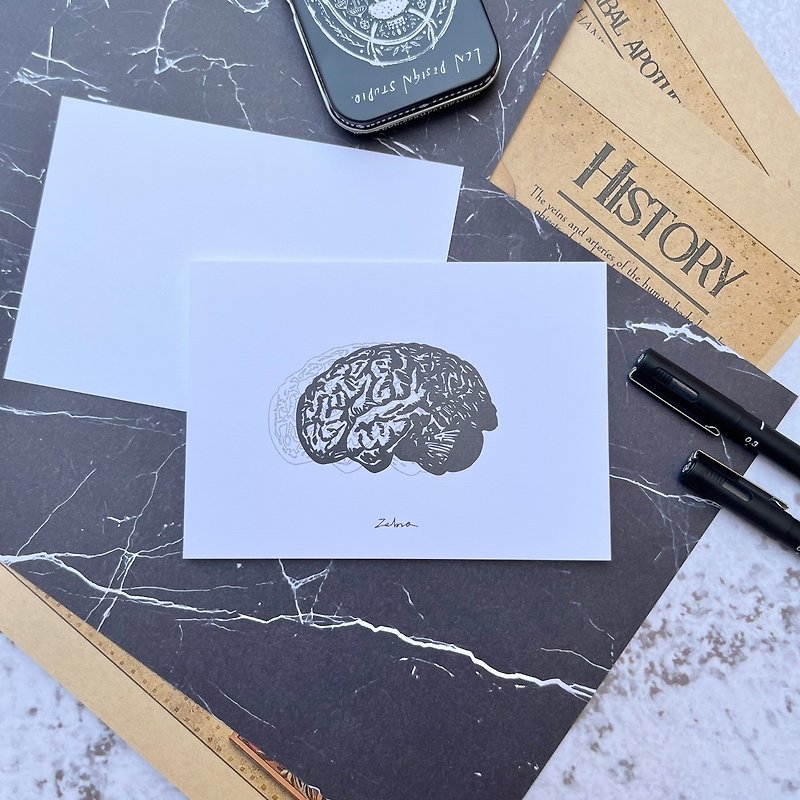 明信片-白卡系列(大脑) - 卡片/明信片 - 纸 
