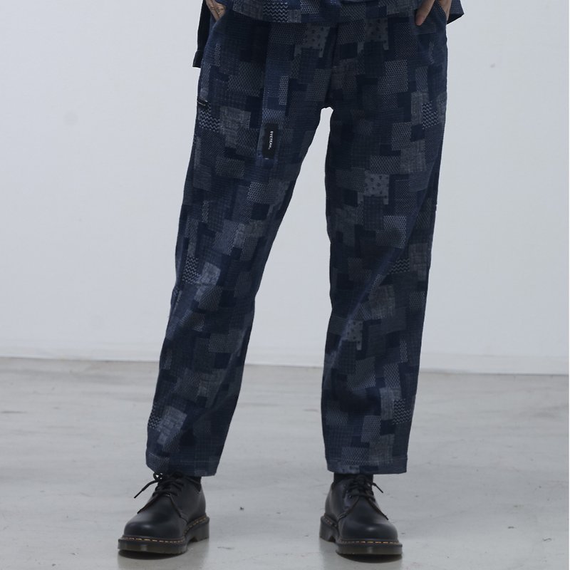 DYCTEAM - Grid Pattern Length Pants - 男士长裤 - 棉．麻 蓝色
