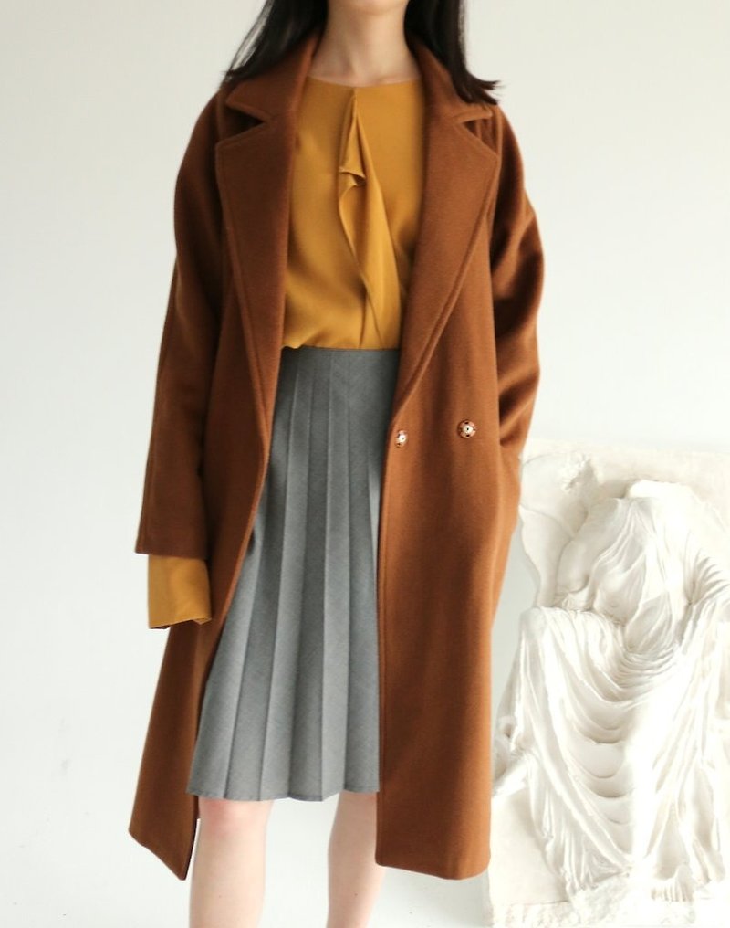 Lorraine Coat 焦糖色西装式羊毛大衣 多色订做 - 女装休闲/机能外套 - 羊毛 