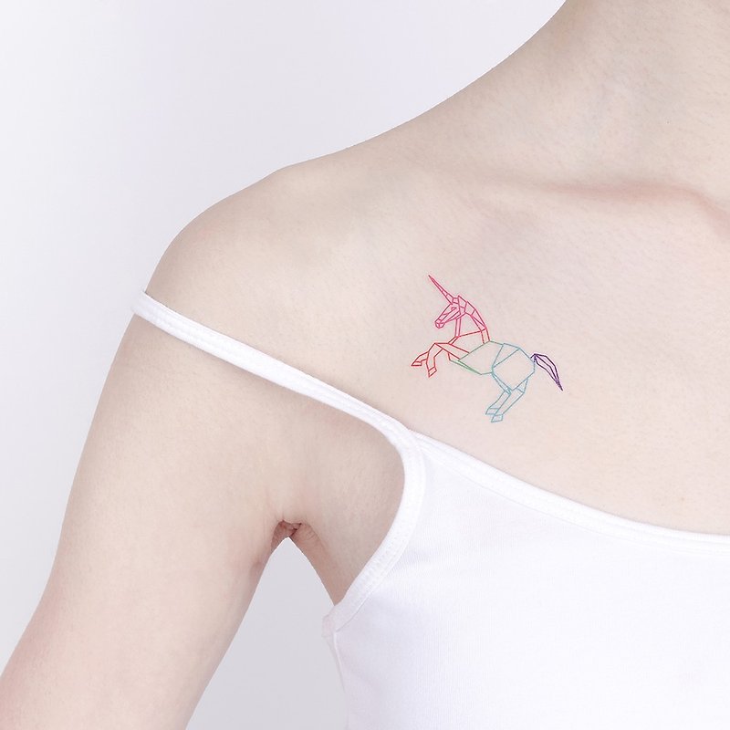 刺青纹身贴纸 / 折纸几何 独角兽 Surprise Tattoos - 纹身贴 - 纸 多色