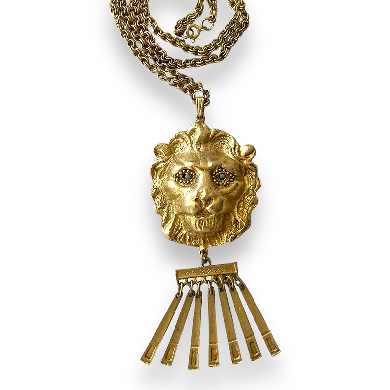 复古狮子项链吊坠 - 独特作品 - Pauline Rader 风格 - 项链 - 其他金属 金色