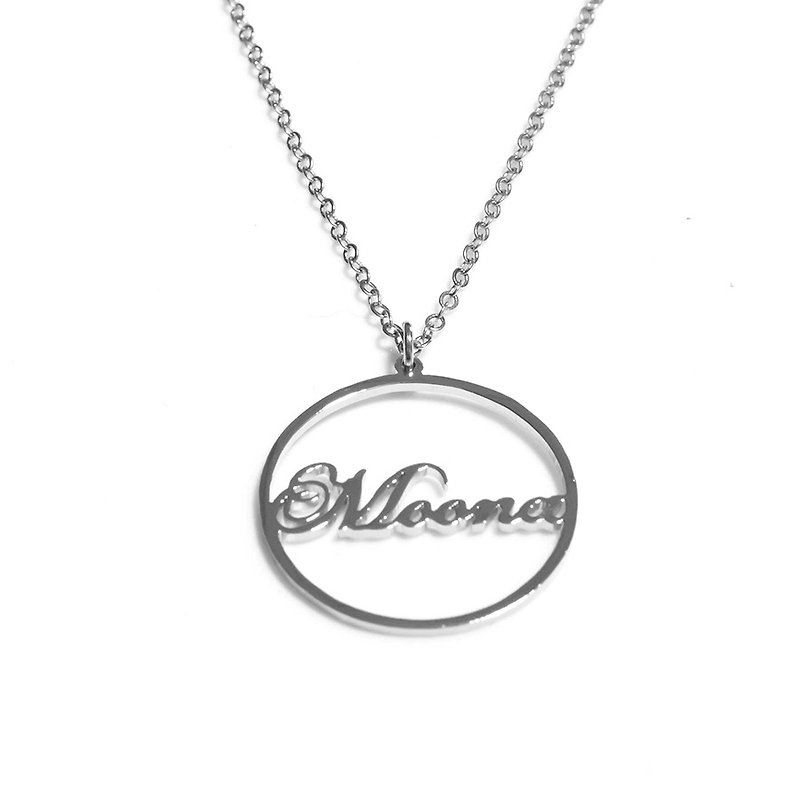 Custom name necklace in round shape pendant - 项链 - 其他金属 银色