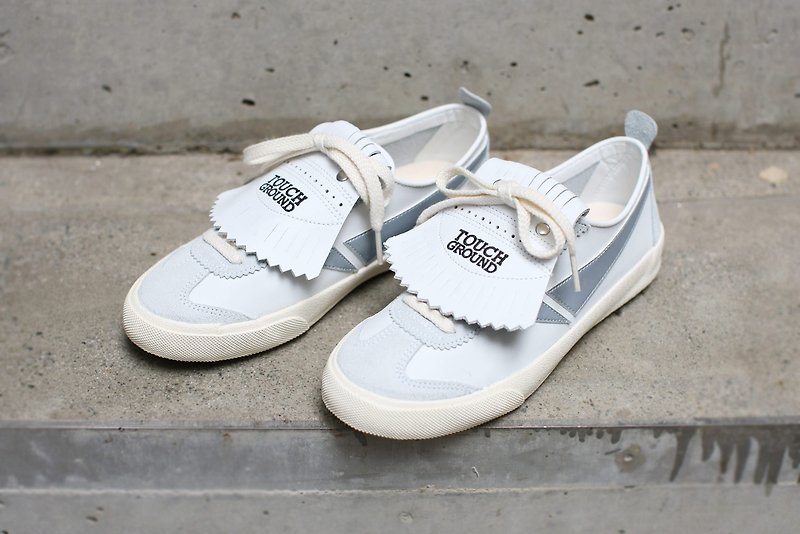 TOUCH GROUND 韩国复古手工波鞋 VINTAGE BADMINTON WHITE SILVER P00000VS - 女款运动鞋/球鞋 - 其他材质 灰色
