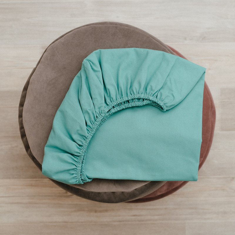Mint green fitted cot sheets for baby crib - Cot sheet fitted with elastic - 婴儿床上用品 - 棉．麻 绿色