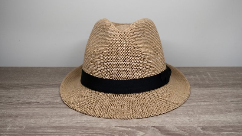 【台湾制】春夏韩版爵士帽-自然 针织帽 纸线编织 可水洗 - 帽子 - 纸 橘色