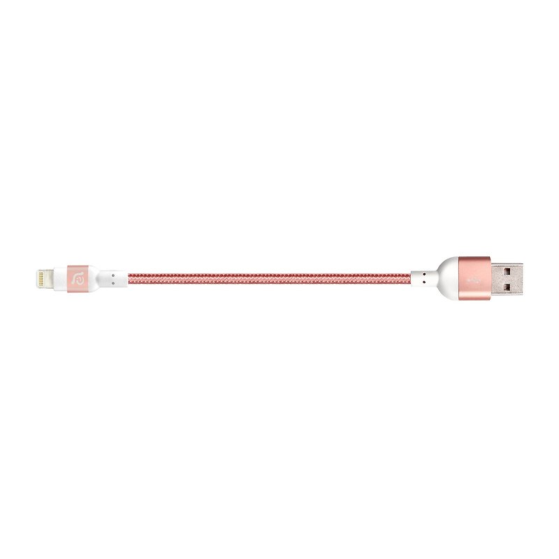 PeAk II Lightning - USB 金属编织线 20cm 玫瑰金 - 充电宝/传输线 - 其他材质 粉红色