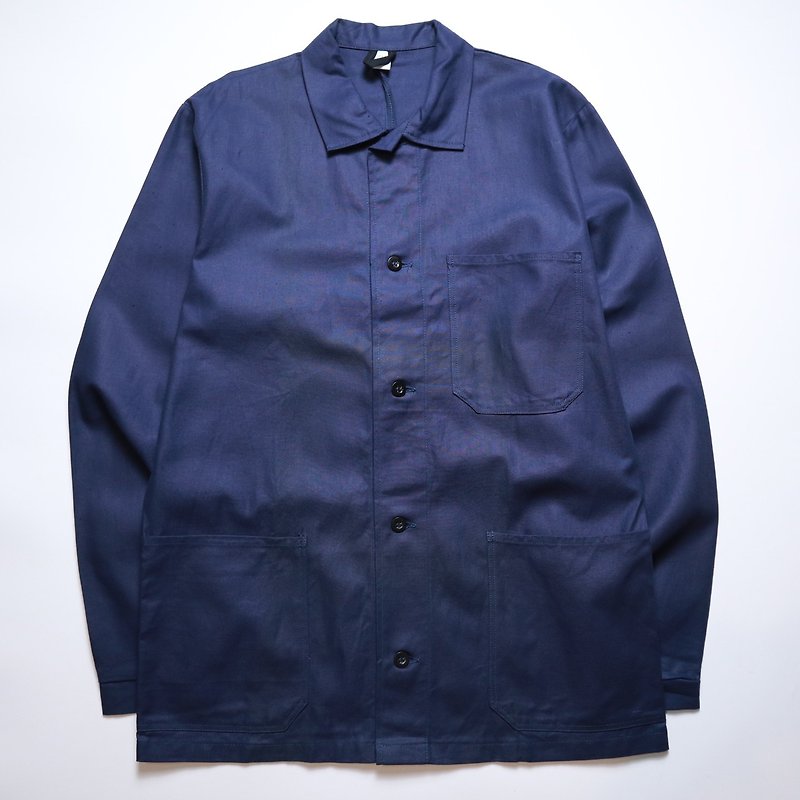 富士鸟古着 90s 深蓝色法国工装 工装 法国工装 工作服 - 男装外套 - 棉．麻 
