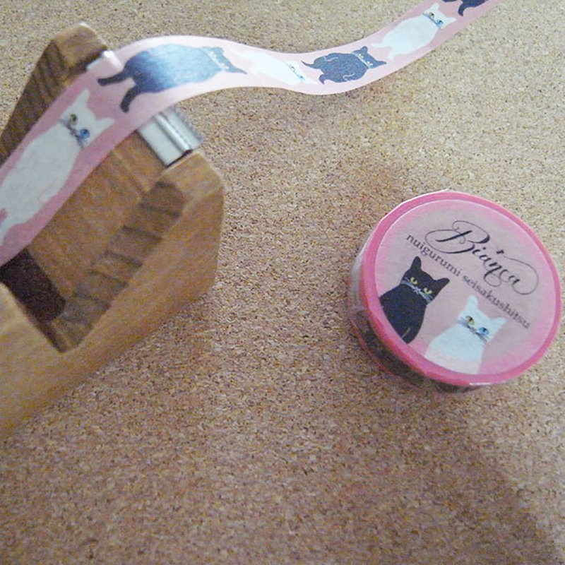 マスキングテープ　白猫黒猫　ピンク - 纸胶带 - 纸 粉红色