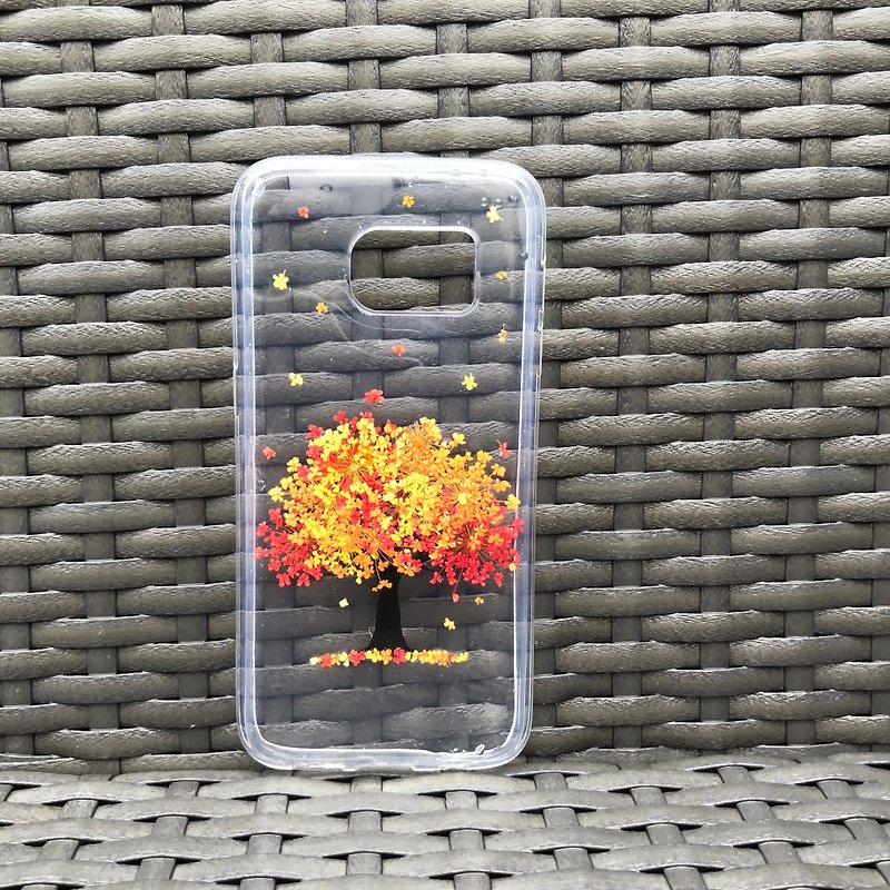 Samsung Galaxy S7 手机壳 Handmade Pressed Flowers Case 押花 干燥花 树 橙色压花 009 - 手机壳/手机套 - 植物．花 橘色