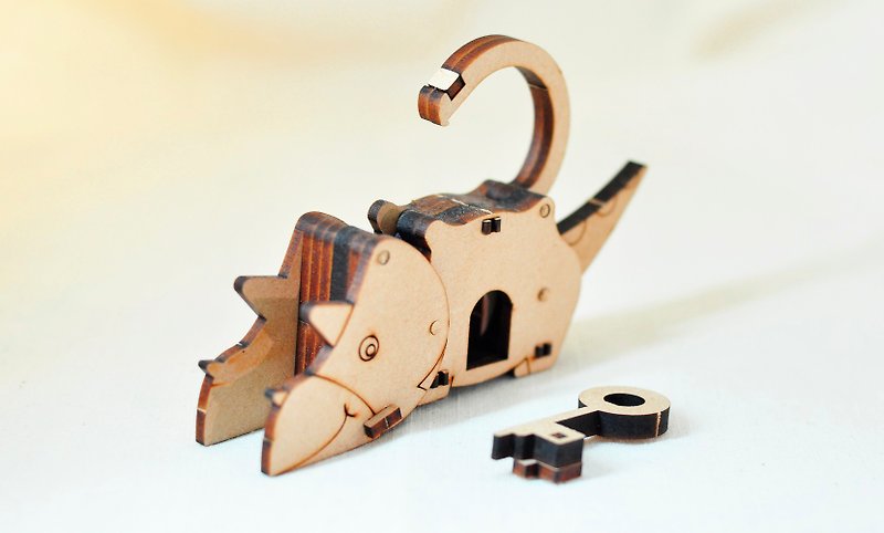 木头 木工/竹艺/纸艺 咖啡色 - 【趣味古锁】小恐龙凸块锁 | 协调力 专注力训练 儿童脑力开发