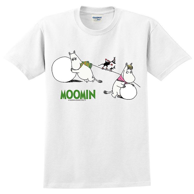 Moomin授权-短袖T桖 噜噜米堆雪球(2色) - 女装 T 恤 - 棉．麻 白色