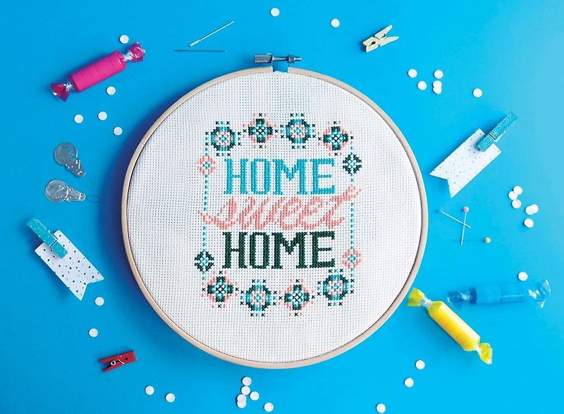 十字绣材料包 - Modern Home sweet home - 编织/刺绣/羊毛毡/裁缝 - 绣线 蓝色