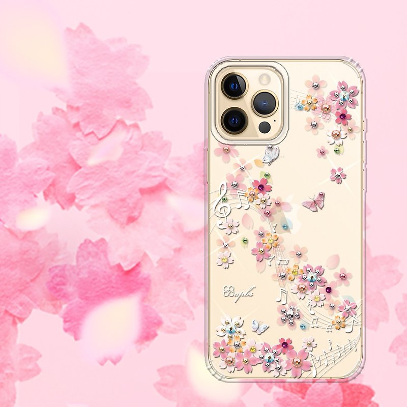 iPhone 12全系列 水晶彩钻防震双料手机壳-彩樱蝶舞