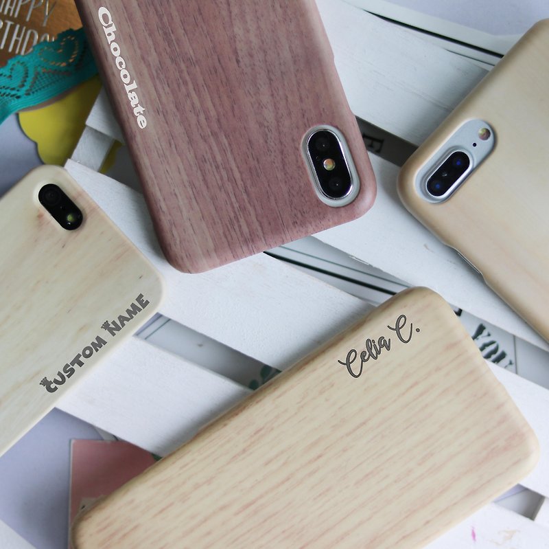 定制化加名字天然木纹磨砂手机壳硬壳iPhone Samsung多个型号适用 - 手机壳/手机套 - 塑料 多色