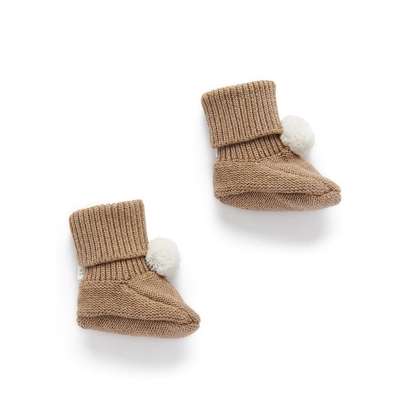 澳洲Purebaby有机棉婴儿/新生儿 针织短袜 0-6M 棕色 - 婴儿袜子 - 棉．麻 