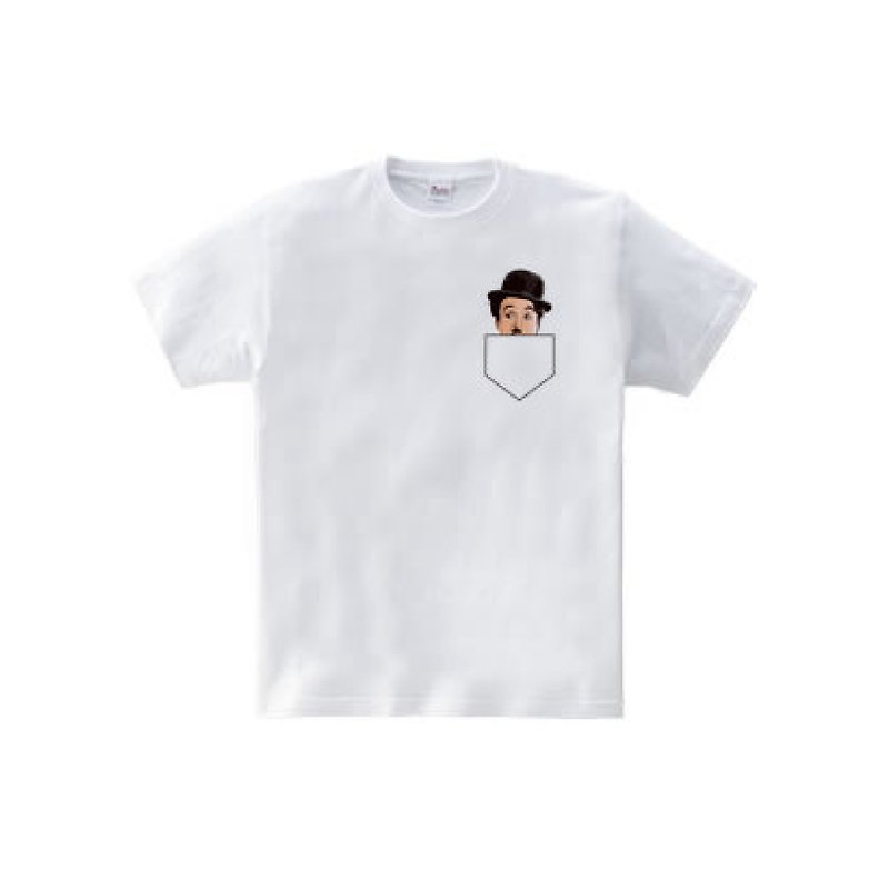 チャップリンポケット（5.6oz Tシャツ） - 男装上衣/T 恤 - 棉．麻 白色