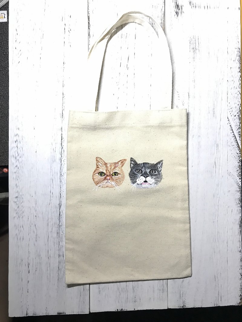 定制化手绘猫咪提袋  仅 陈俞安订单 - 手提包/手提袋 - 棉．麻 