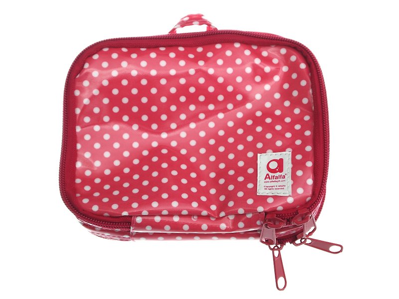 波点旅行小袋 - 桃红色  - 化妆包/杂物包 - 塑料 粉红色