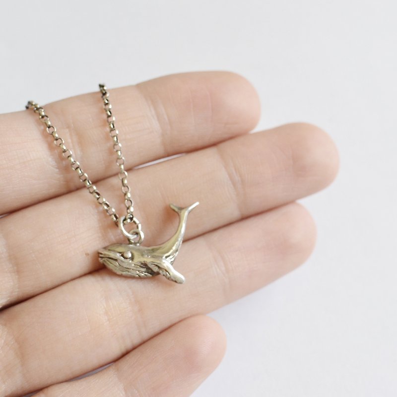 座头鲸-纯银项链 Humpback Whale-925 silver necklace - 项链 - 其他金属 银色