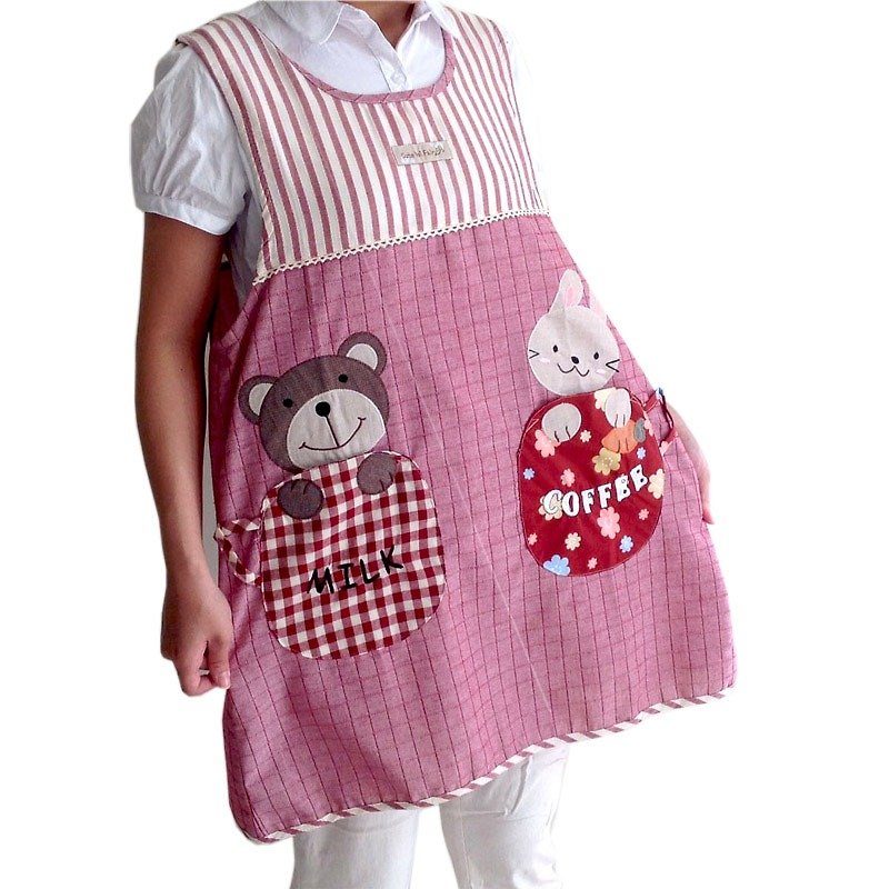 【BEAR BOY】和风萌萌兔与熊二口袋围裙(后绑) - 围裙 - 其他材质 