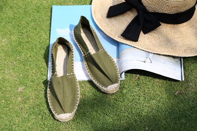 法国橄榄绿草编鞋限定色 - 女款休闲鞋 - 植物．花 