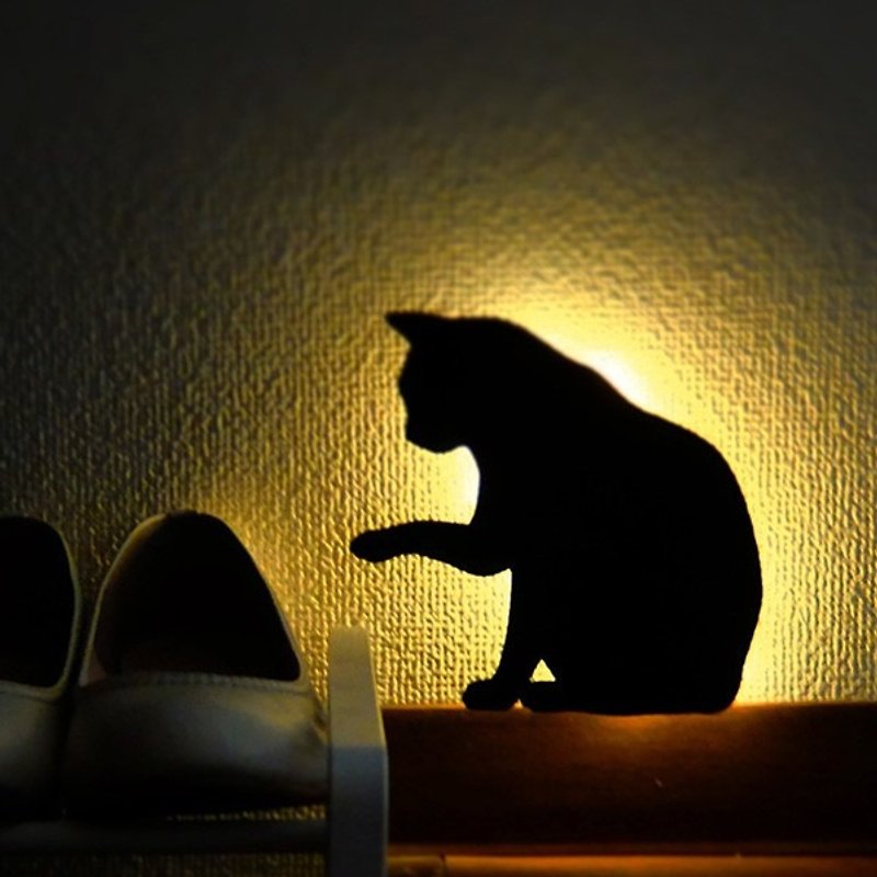 日本 Cat Wall Light 体感声控猫咪壁灯 - 玩耍猫 - 墙贴/壁贴 - 其他材质 黑色