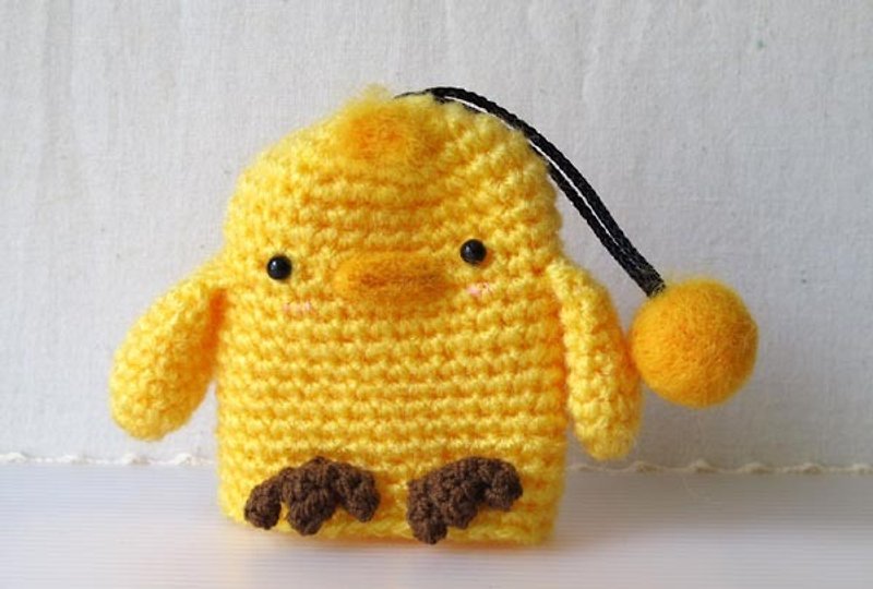 可爱小黄鸭毛线娃钥匙包 - 钥匙链/钥匙包 - 聚酯纤维 黄色