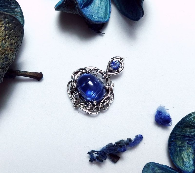 ［宝石系列］蓝宝缀蓝晶石设计坠 - 项链 - 宝石 蓝色