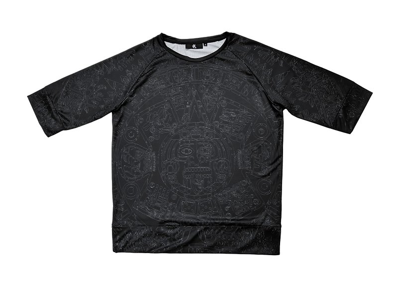 玛雅文明 六分袖机能衣 - 男装上衣/T 恤 - 聚酯纤维 黑色