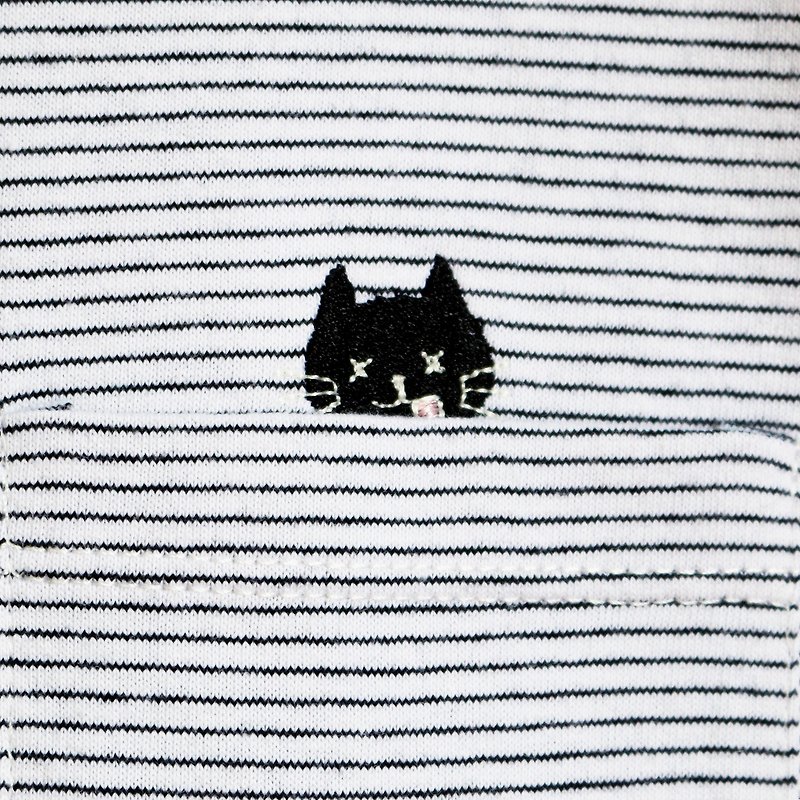cat soup t-shirt : black × white - 女装 T 恤 - 聚酯纤维 白色
