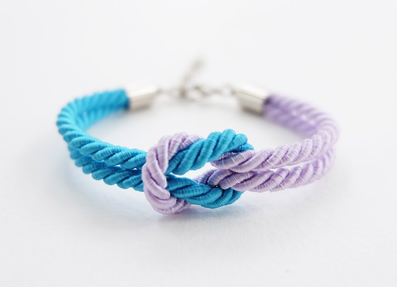 Lavender and Candy blue rope knot bracelet - 手链/手环 - 其他材质 蓝色