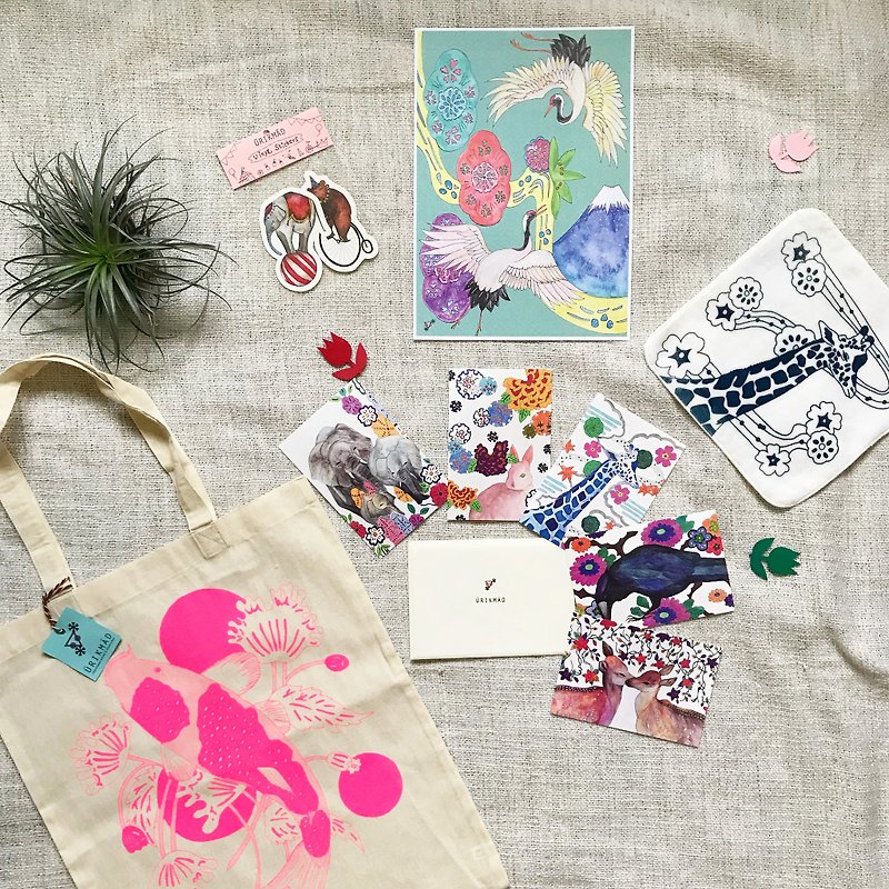 Happy Bag - 動物のイラスト 色々セット - 手提包/手提袋 - 纸 多色