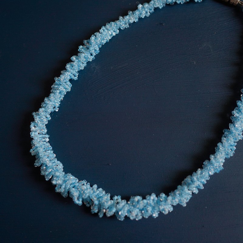 浅蓝色串珠短项链vintage饰品项链母亲节 礼物 - 项链 - 塑料 蓝色