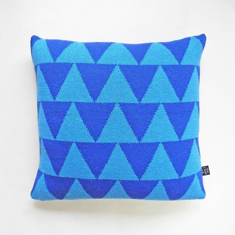 针织几何抱枕套 - 枕头/抱枕 - 聚酯纤维 蓝色