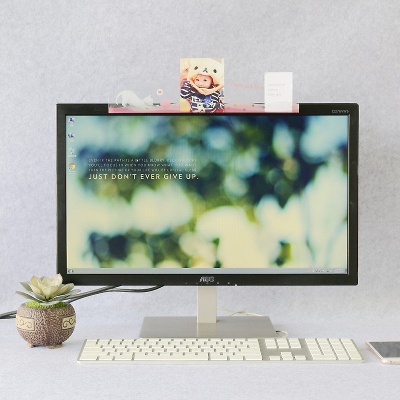 【欧士OSHI】电脑屏幕留言备忘板-毛球猫 办公桌收纳 开学 生日 - 其他 - 塑料 粉红色