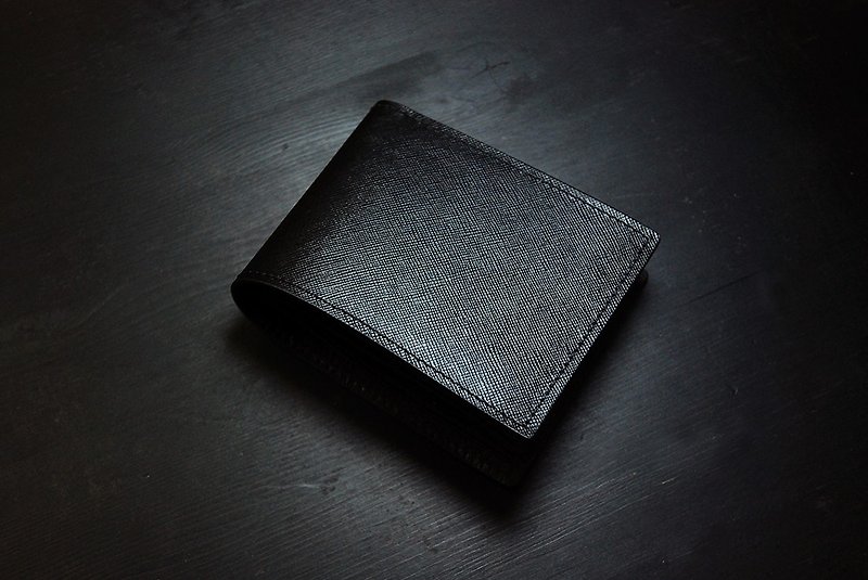 【优惠中】欧制十字纹真皮短夹 - 皮夹/钱包 - 真皮 黑色
