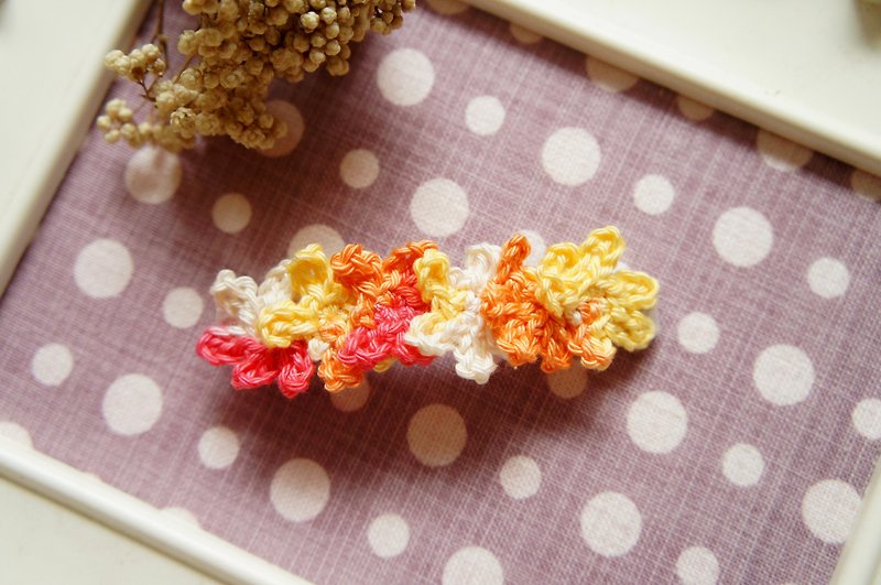 手工编织花朵系列-很多小花浪漫风情二片式发夹/发饰/弹簧夹~ - 发饰 - 棉．麻 多色
