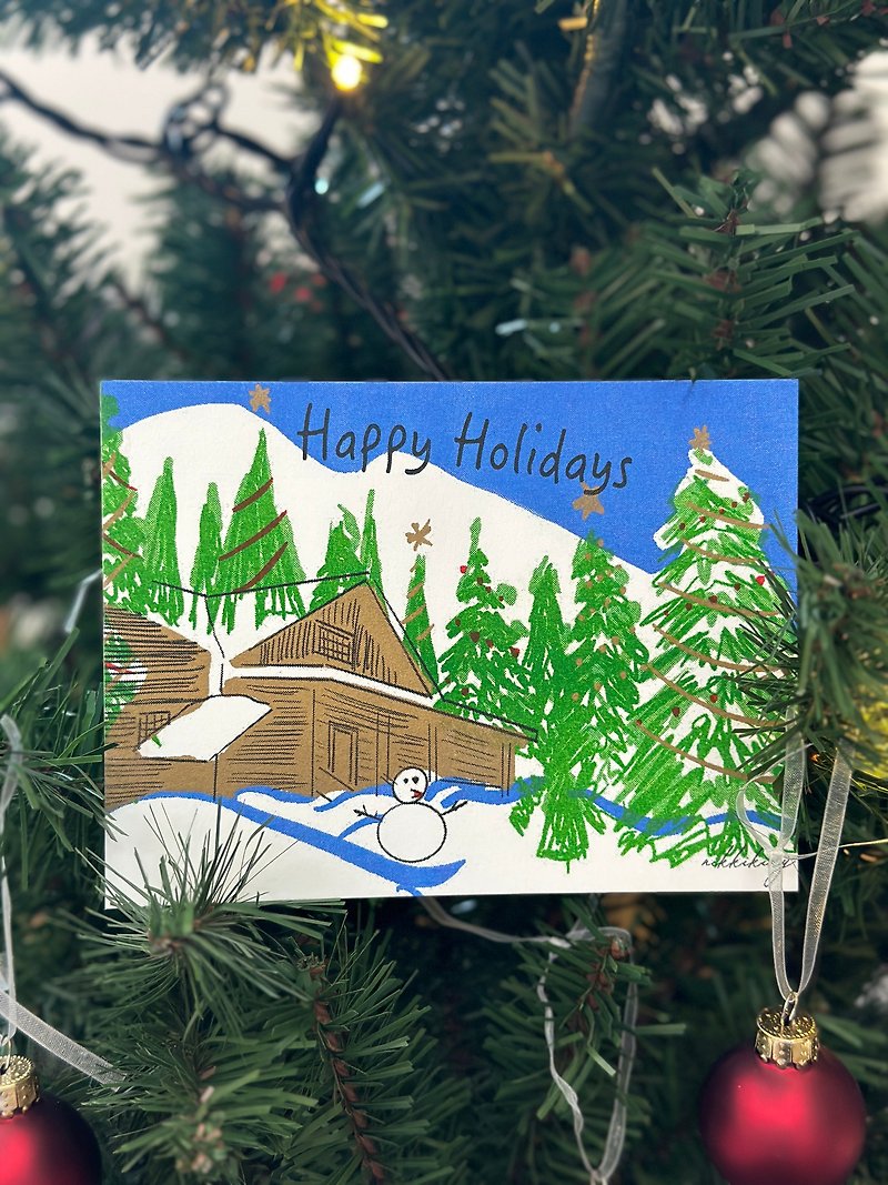 Risograph Museum X Nikkikiky Christmas Card - Happy Holidays - 卡片/明信片 - 纸 蓝色