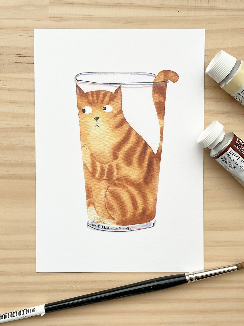 手绘咖啡与猫咪系列名信片单张 - 卡片/明信片 - 纸 